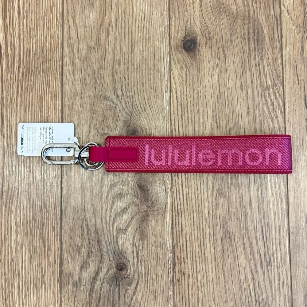 NWT Lululemon Never Lost Keychain *Metallic Workmark In Berry Rumble